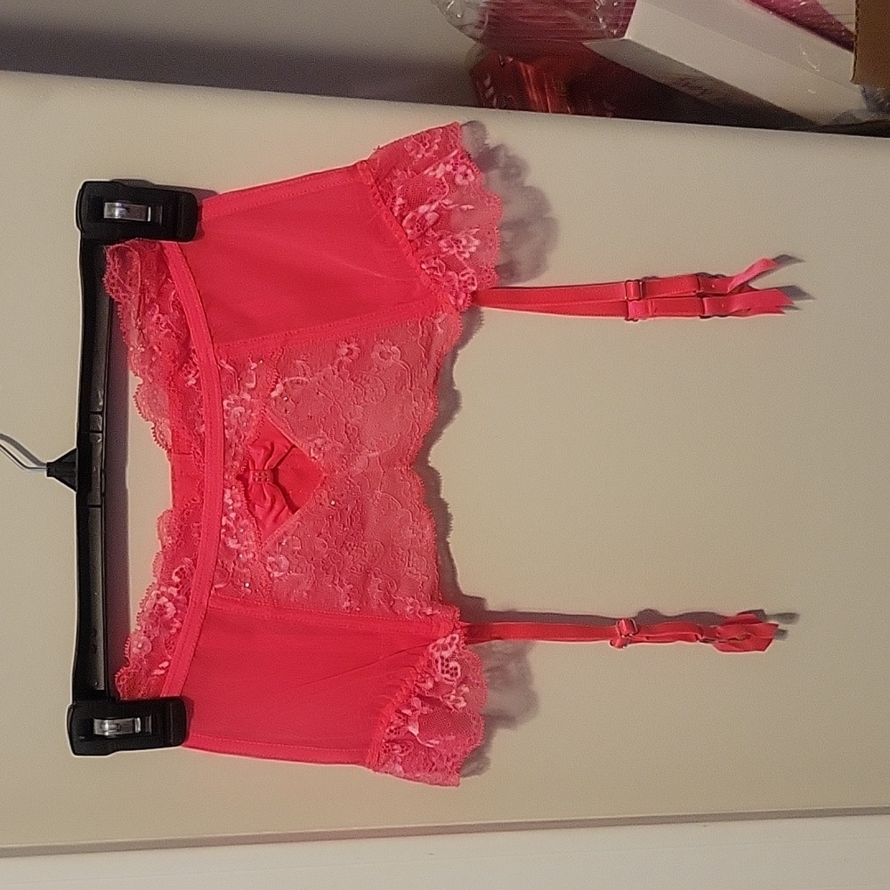 Hot pink/coral garter belt